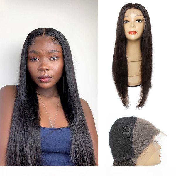 

kisshair 13x4 lace frontal wig natural color straight human hair wig pre-plucked brazilian front lace wigs, Black;brown