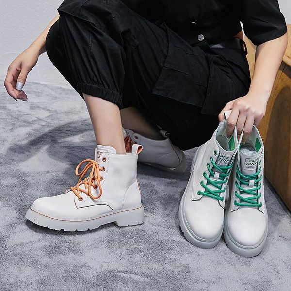 

new british style leather flat bottom net red short boots in autumn 2020, Black