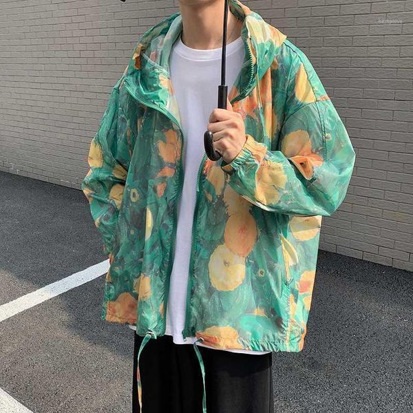 

summer thin section sun protection clothing male skin clothing korean loose jacket loose leisure breathable hoodie coat1, Black;brown