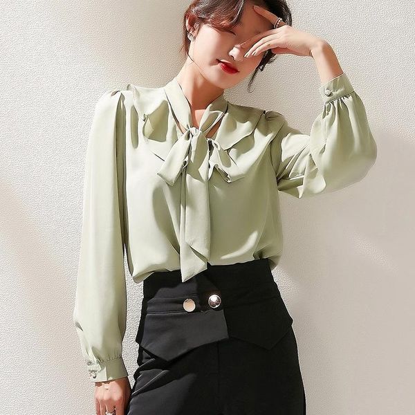 

women blouses spring new korean women lace ruffled shirt loose v-neck temperament chiffon shirt1, White