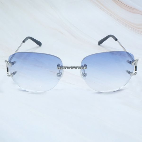 

2021 new wire sunglasses diamond men oval designer sun glasses women rhinestones color party shades summer trending lentes de sol vadq, White;black