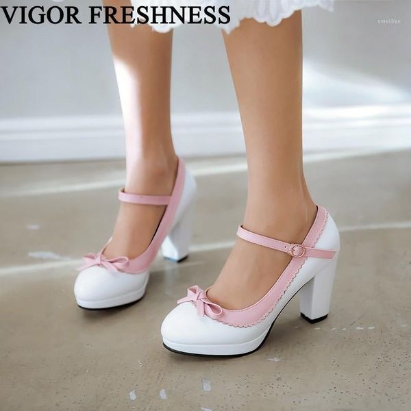 

vigor freshness spring woman shoes 8.5cm heels pumps women autumn shoes ladies sizes 46 47 sweet bowtie pumps my1721, Black