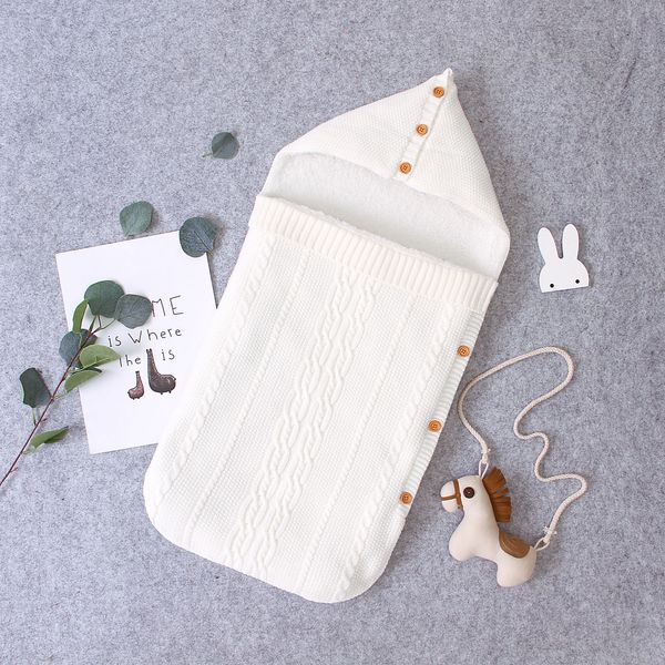 

baby sleeping bags envelopes 0-6m autumn winter thick sleep sacks for infant wheelchair solid knit newborns swaddle wrap cocoon 201006