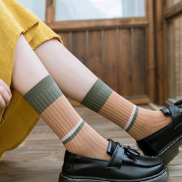 

salina women's socks winter and spring double needle bamboo fiber soft stripes short tube solid color casual fashio bbyghf, Black