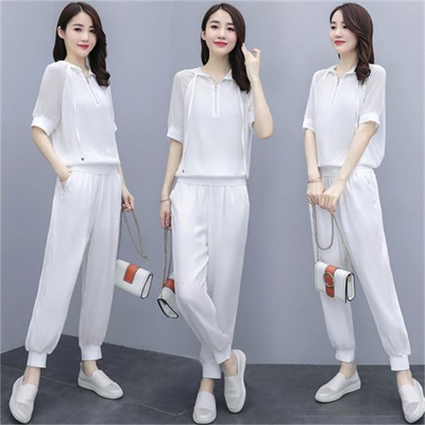 

white piece of wear summer suit women's training female sets cfnt