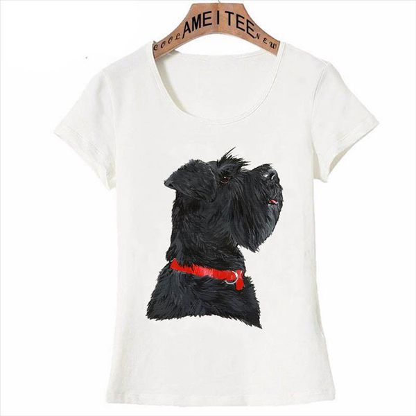 

miniature black schnauzer head print t shirt new summer women t shirt fashion dog casual female novelty cool woman tees, White