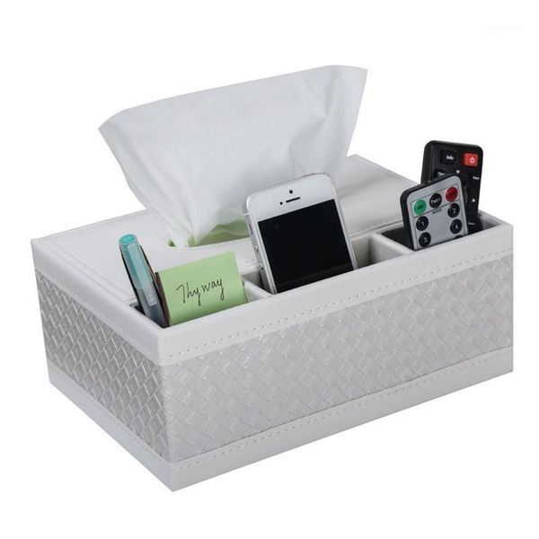 

tissue boxes & napkins multifunction pu leather pen pencil remote control box cover holder desk storage container for home and office use (w