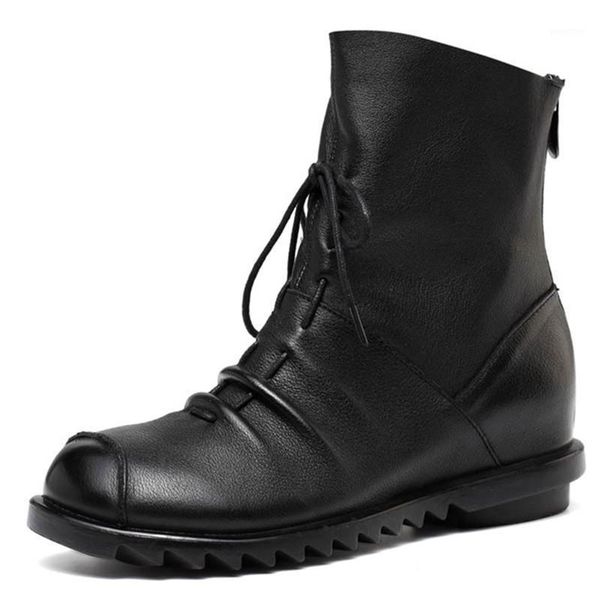 

boots soft non-slip soles women increased within the cowhide leather girl winter female & # 39; s warm fashion1, Black