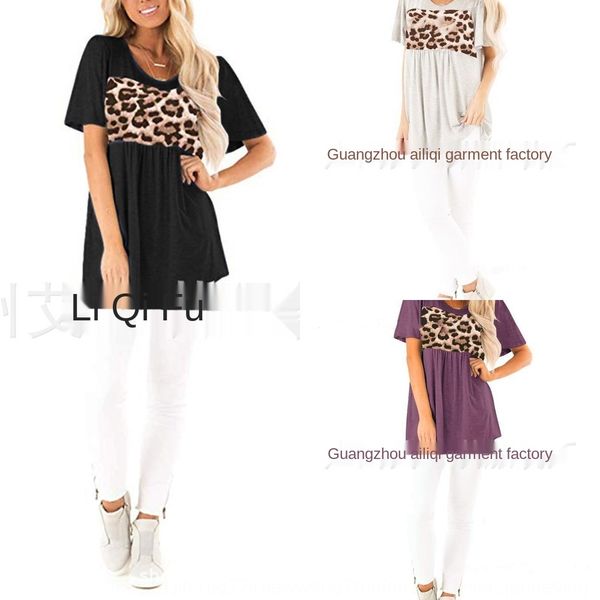 

лето леопард pullovert футболка pulloverpatch короткий рукав шеи экипажа 2020 женщин для женщин 2020 женщин лета леопарда пуловер pullovert, White