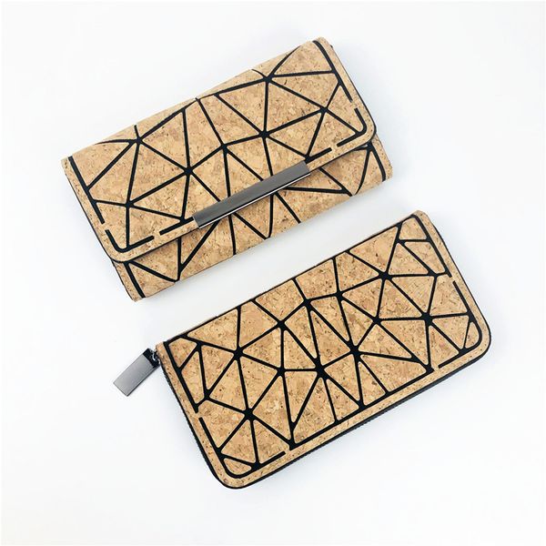 

geometric diamond wallet rhombus cork trifold women zipper lattice wallet female money clip purses card holder money bag, Red;black