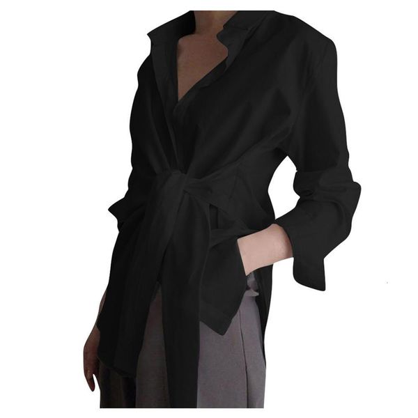 

women shirts girl casual solid blouse long sleeve loose female shirt tee polyester solid women blusas, White