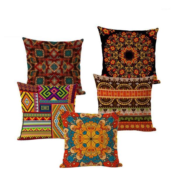 

bohemian style decorative cushion covers cotton linen square geometry african stripe for sofa seat soft pillow case1