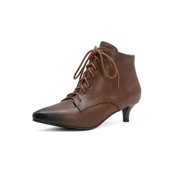 

2021 the new casual style to autumn ankle fashion-up bow-up matching color stiletto riding boots women's shoes 0csp, Black