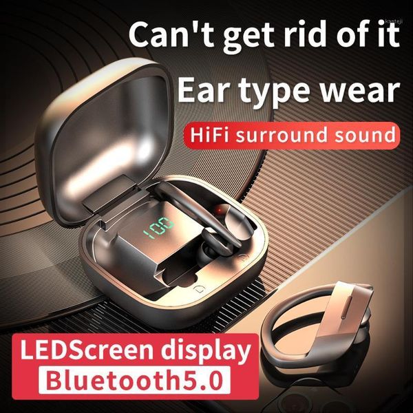

bluetooth earphone tws wireless headphones digital display headsets earbuds with earhook sports waterproof charging box1