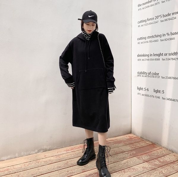 

2021 new autumn and winter big size plus velvet thickened fall sweater dress female casual fashion 7xb7, Black;gray