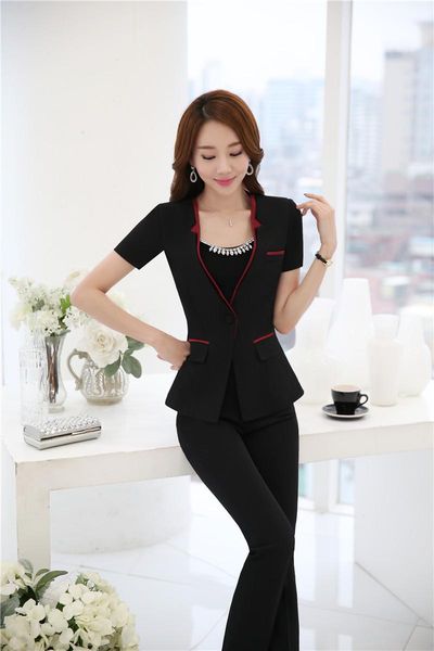 

новинка black professional business костюмы куртки и брюки дамы офисная офисная одежда одежда брюки с коротким рукавом летние брюки наборы, White