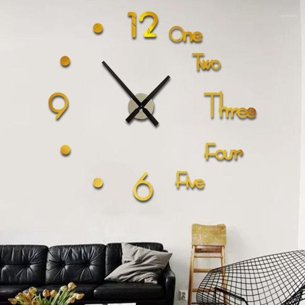 

wall clocks mirror clock 3 color home decor modern design stickers sticker acrylic self-adhesive bedroom diy1
