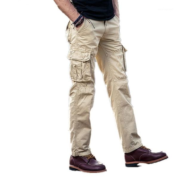 

2020 autumn men cargo pants army multi-pockets men's casual trousers cotton outdoor cargo joggers army pants size 29-401, Black