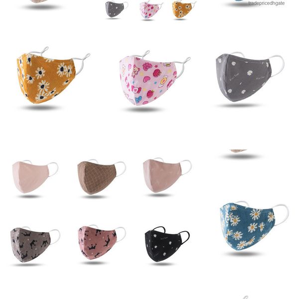 

100% face cartoon mouth kids cotton washable reusable mask with filter dus l8hg 5qmp