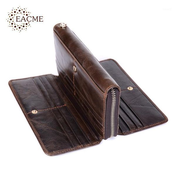 

wallets men genuine leather wallet long zipper cowhide stylish double buckle card holder original big capacity wholesale1, Red;black