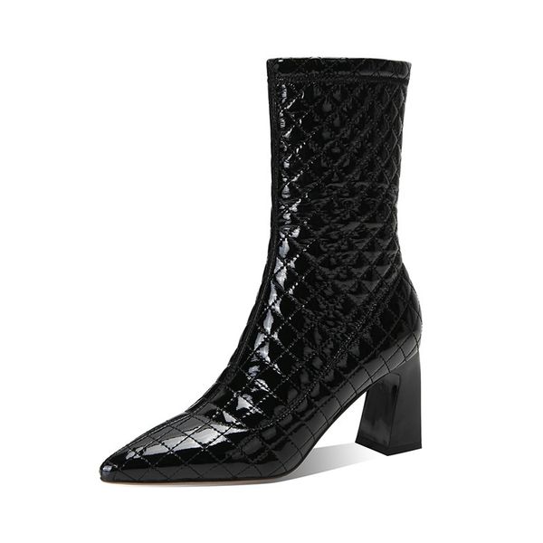 

2021 fall marks mid-calf, high heels, black shoes, party boots, shoes 34-42. t5hn