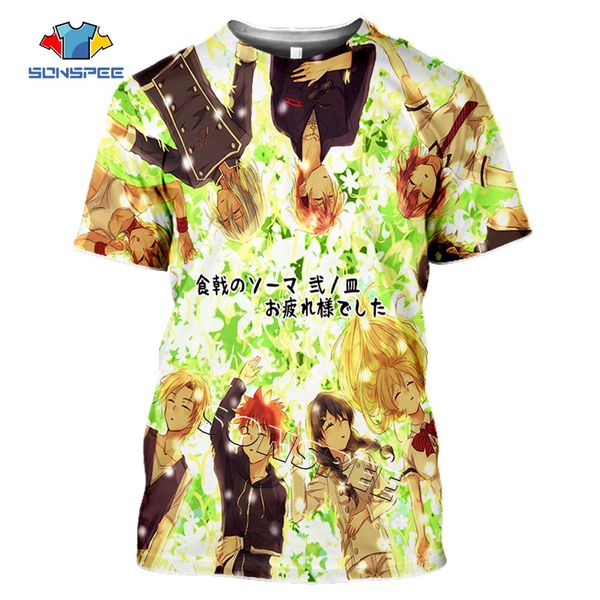 

anime print food wars shokugeki no soma summer casial boys 3d print shirts graphic comics humor men clothing