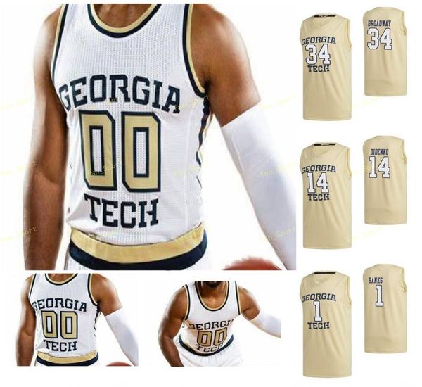 

georgia tech yellow jackets college basketball jersey 12 khalid moore 13 coleman boyd 14 david didenko 2 shembari phillips custom stitched, Black
