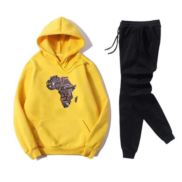 

womens tracksuits creative map printed hooded pullover and sweatpants casual two piece set sportswear fitness ladies clothes, Black;blue