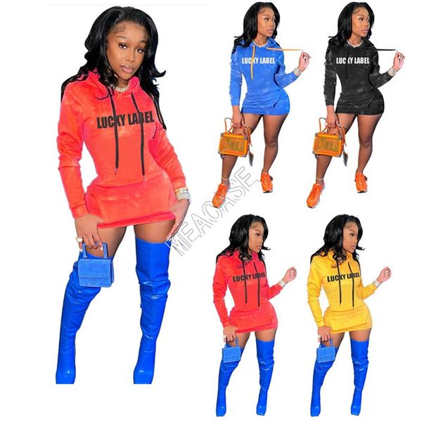 

lucky label womens hoodie dress hooded winter dresses pullovers sweatshirt outdoor casual sports overall dresses with pockets d102605, White