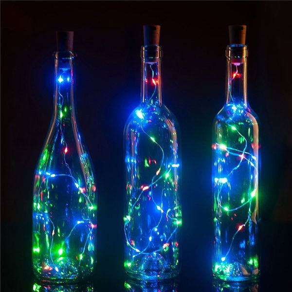 100 Stück 1 m 2 m LED-Kupferdraht-Lichterkette mit Flaschenverschluss für Glashandwerk, Flasche, Valentinstag, Hochzeit, Dekoration, Licht mit schnellem Versand
