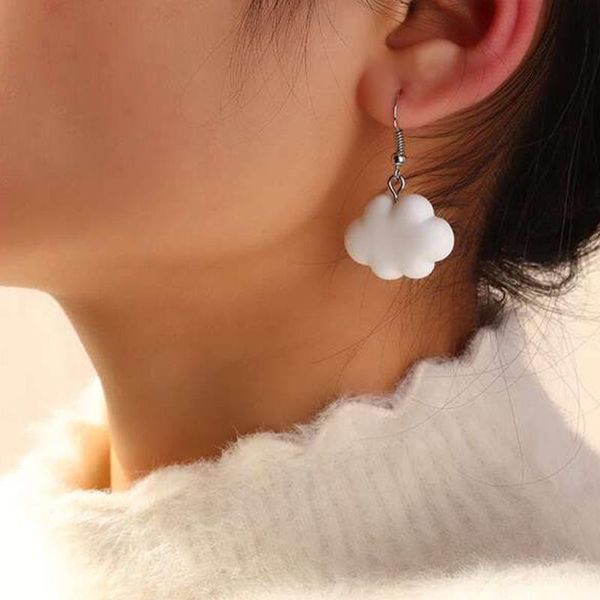 

dangle & chandelier 2021 fashion cute white cloud inlaid earrings delicate for women's girls ears jewelry gifts, Silver