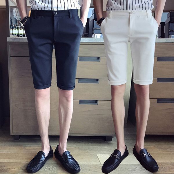 

summer spirit boy shorts men's casual 5-point small trousers slim thin straight pants solid large underpants, White;black