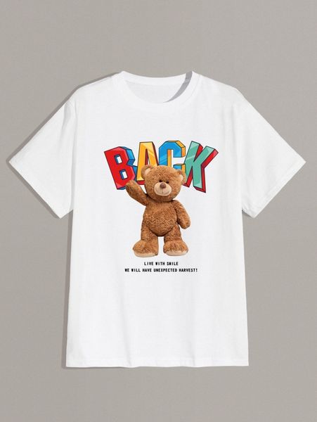

men cartoon & slogan graphic tee 44z8#, White;black