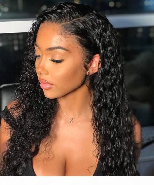 

13x4 human hair wig deep curly 130% density pre plucked with baby hair peruvian virgin lace front wigs for black women 12inch, Black;brown