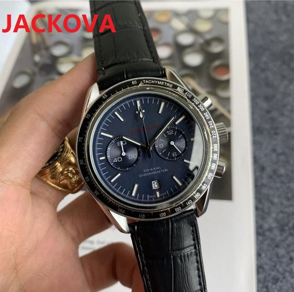 Casual große Designer Sport Quarzuhren 44mm Mode Kleid echtes Leder Saphirglas Luxus männliche Armbanduhr