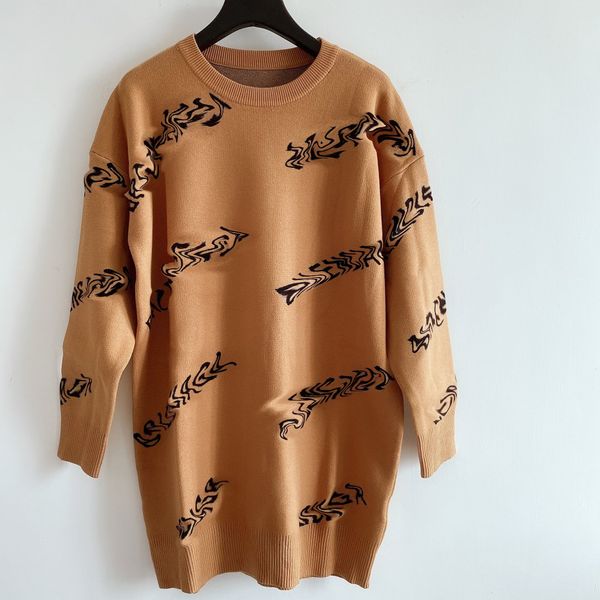 

women casual long sweater classic pure color letter pattern womens knitted autumn winter fashion sweater dresses sale, White;black