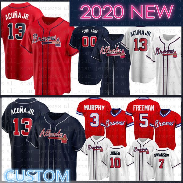 

atlanta ronald acuna jr. 2021 freddie an dansby swanson baseball jersey chipper jones dale murphy austin riley nick markakis maddux, Blue;black