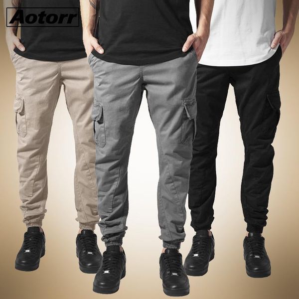 

men's hip hop streetwear cotton cargo pants male large size flexible tactical harem pants trousers joggers sweatpants, Black