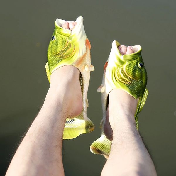 

funny male slippers men footwear family house shoes men large size fashion summer beach slippers fish man 2021 #ae3v, Black