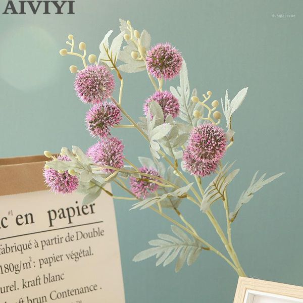 

artificial 9heads long stem dandelion flower ball branch plastic artificial flowers with leaves garden decoration fake flower1