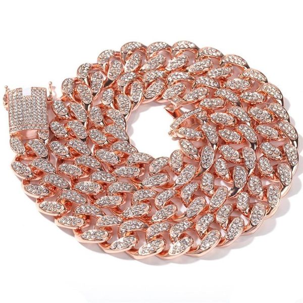 

mens 20mm cuban miami link цепочка 16 28 дюймов со главными стразами hipster ожерелье bling bling charms hip hop ювелирные изделия h jllfoz, Silver