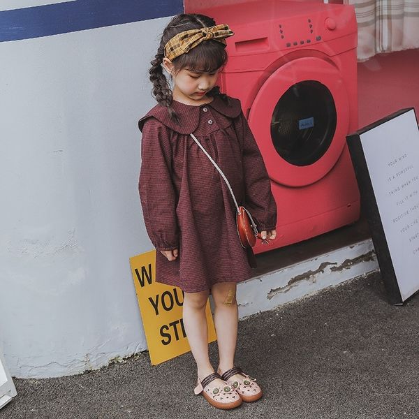 

nzt7x 2019 clothing new tao princess style sleeve plaid korean princess dress children'schildren's long girls children's dres, Black;gray