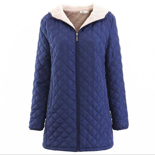 

autumn winter women basic jacket coat female slim hooded cotton coats casual female medium-long jackets, Black