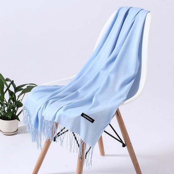 

women solid scarf cashmere feeling pashmina shawls tassel hijab head wraps femme thin spring winter scarves foulard bufanda wmtffs, Blue;gray