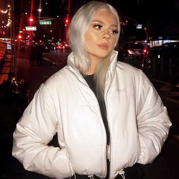 

women winter down parka puffle jackets bubble coat cropped parkas down jackets warm outcoats zipper loose down jacket, Black