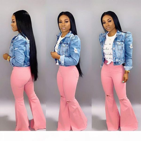 

pink bodycon flare leg pants for women fashion high waist bell bottom 2019 autumn streetwear hollow out hole wide leg trousers sh190902, Black;white