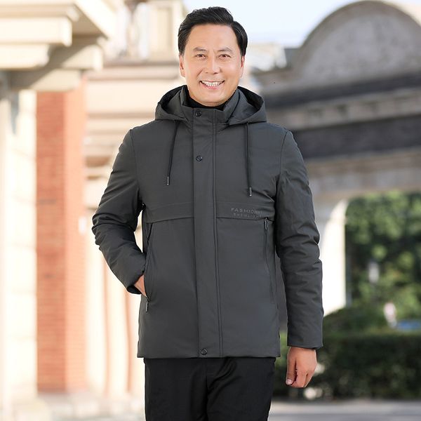 

winter new father men down cotton padded jacket middle aged and old people thickened, Black