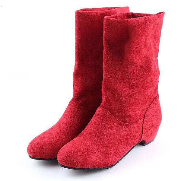 

2020 autumn winter women boots mid-calf boots brand fashion female stretch cotton fabric slip-on flat shoes woman1, Black