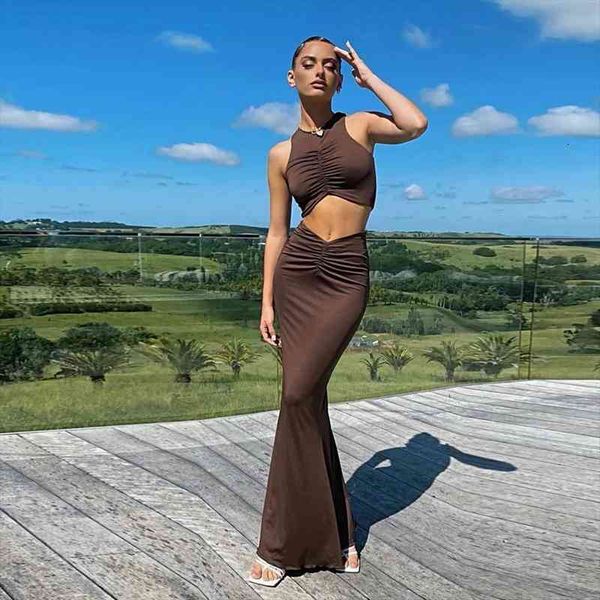 

arrival pleated evening dresses fit and flare birthday party robe women tank white skirts two pieces set, Gray