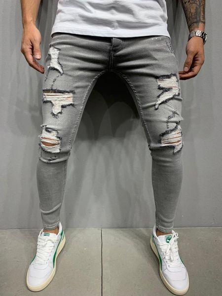 

premium gray processing street style men's slim fit jeans, Blue